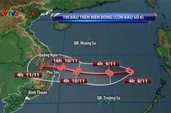 Bão số 6 giật cấp 14 di chuyển về phía Tây và vẫn mạnh thêm