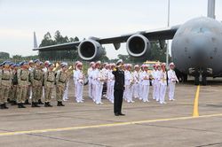 Máy bay vận tải khổng lồ C-17 đưa quân nhân Việt Nam đi làm nhiệm vụ ở Nam Sudan