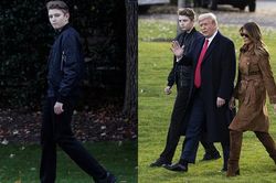 Cậu út nhà Trump trông bảnh bao khi diện 'cây' đen, cao hơn cả bố mẹ