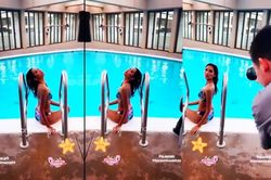 Được chọn vào top cao thủ bikini, Hoàng Thùy đốt cháy bể bơi, bất chấp cái lạnh cắt da thịt