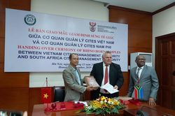 Bàn giao 55 mẫu vật giám định sừng tê giác