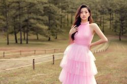 Hậu Miss World, Lương Thùy Linh 'hóa nàng thơ' giữa đồi cỏ hồng Đà Lạt