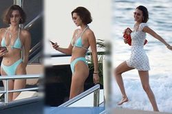 Bella Hadid diện bikini đùa giỡn sóng biển