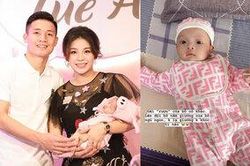 Mới 2 tháng tuổi, con gái Bùi Tiến Dũng đã khiến dân tình trầm trồ khi được bộ mẹ diện 'cây' đồ hiệu đắt đỏ