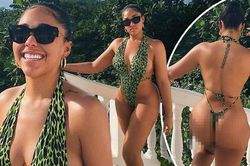 Mẫu ngoại cỡ Jordyn Woods mặc áo tắm bé xíu lộ cả phần nhạy cảm gây choáng