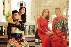 Vợ chồng Ưng Hoàng Phúc diện áo dài đôi đón Tết