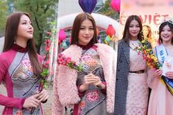Phương Khánh diện áo dài đẹp thanh thoát, rạng rỡ làm giám khảo chấm thi nhan sắc tại Nhật Bản