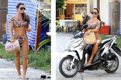 Katie Price mặc bikini, chân trần 'cưỡi' xe máy đi mua đồ ăn nhanh
