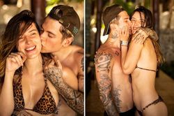 Sao lưỡng tính Bella Thorne mặc bikini bé xíu, 'dính như sam' bên bạn trai