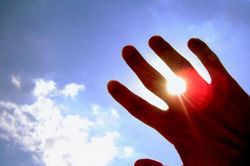 Đôi bàn tay gầy đan dưới nắng mùa xuân