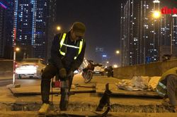Xuyên đêm sửa chữa xô lệch gối cầu đường vành đai 3 trên cao