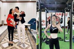 Vợ của MC Thành Trung lấy lại vóc dáng thon gọn sau hơn 2 tháng sinh con
