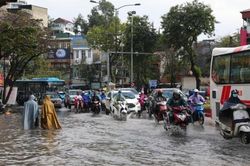 Hà Nội mưa lớn, nhiều tuyến phố ngập úng, cây đổ đè bẹp ô tô