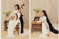 Á hậu Trương Thị May khoe bộ ảnh 'công-dung-ngôn-hạnh' dịp 8/3