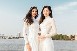 Hoa hậu Siêu Quốc gia mặc áo dài thả dáng ngọc bên Hoàng Thùy nóng bóng trên sông Sài Gòn