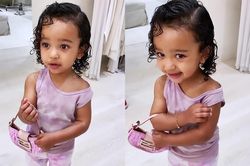 Con gái Kim Kardashian xách túi Fendi, đi giày cao gót dù mới 2 tuổi