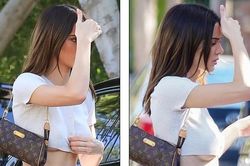 Mặc áo ngắn hở cả chân ngực, Kendall Jenner liên tục dùng tay giữ vì sợ hớ hênh