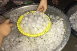 Mưa đá trắng xóa lại dội xuống Lào Cai