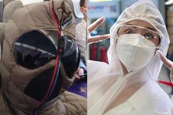 Xuân Bắc như 'Người Nhện', Chi Pu bịt kín mít khi đi máy bay