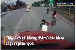 Hai cô gái chạy tạt đầu xe container vì bị bóp còi