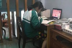 Bạn teen mặc đồng phục, đeo khăn quàng khi học trực tuyến nhận 'cơn mưa' lời khen