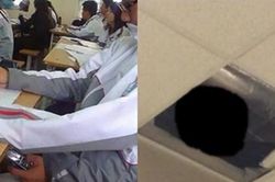 Hí hửng vì không có giáo viên trông coi trong giờ kiểm tra, học sinh nhìn lên trần nhà thì thấy cảnh 'hú vía'
