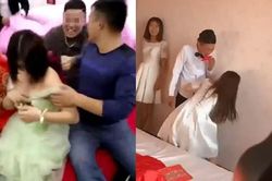 Hình ảnh xấu xí về hủ tục náo hôn ở Trung Quốc: Chú rể hôn phù dâu, phù rể sàm sỡ phù dâu