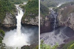 Hố 'tử thần' bí ẩn làm thác nước lớn nhất Ecuador biến mất sau một đêm