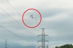 Dùng drone đốt cháy diều mắc trên dây điện cao thế