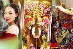 Lộ diện trang phục dân tộc 'Phượng hoàng và sen' tinh xảo, quyền lực của Quỳnh Nga tại Miss Charm?