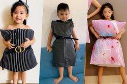 Nhóc tì nhà sao Việt lấy gối làm váy: Con gái Xuân Lan chuẩn siêu mẫu, nhóc tì nhà Hải Băng cực dễ thương