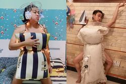 Quý ông Vbiz 'đu trend' lấy gối làm váy khiến fan 'cười lăn cười bò'