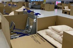 'Khách sạn' bằng bìa carton cho du khách mắc kẹt ở Nhật Bản