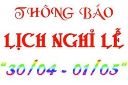Lịch nghỉ lễ 30/4 và 1/5 năm 2020