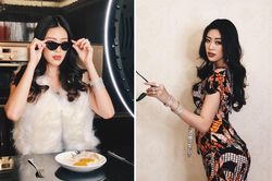 Khánh Vân mặc bộ thun lạnh giá 120 ngàn của mẹ, phối cùng đồ hiệu cực sang chảnh