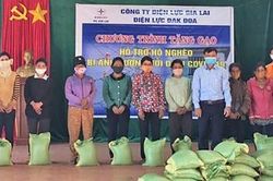 Điện lực Đak Đoa tặng gạo hỗ trợ người nghèo bị ảnh hưởng do dịch Covid-19