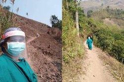 Nữ bác sĩ trèo đèo lội suối giữa trời nóng 38 độ C để chữa bệnh cho đứa trẻ đang cách ly trên núi