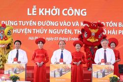 Thủ tướng dự lễ khởi công tuyến đường vào bãi cọc Cao Quỳ