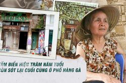 Tấm biển hiệu phủi màu theo thời gian, có tuổi đời trăm năm duy nhất còn sót lại trên phố cổ Hà Nội