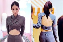 Jennie lộ thân hình gầy gò khi mặc áo hở lưng