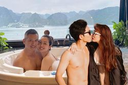 Sao Việt khoe ảnh tế nhị: Jennifer Phạm tắm bồn cùng ông xã, Khánh Thi hôn chồng say đắm