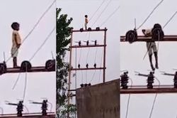 Bé trai 5 tuổi leo cột điện cao chót vót để 'ngắm cảnh'