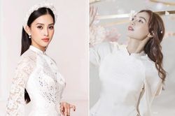 Tiểu Vy, Ninh Dương Lan Ngọc khoe dáng đẹp khi diện áo dài trắng