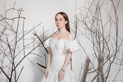 Quỳnh Nga đẹp mong manh trong các thiết kế của Hà Duy