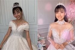 Hotgirl 'trứng rán cần mỡ' tiếp tục gây tranh cãi về nhan sắc khi lần đầu 'thử làm cô dâu'