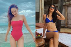Minh Hằng mặc đồ bơi cúp ngực, Tiểu Vy khoe eo thon với bikini