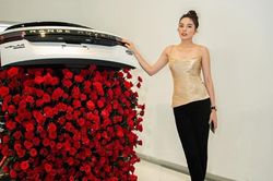 Hoa hậu Kỳ Duyên khoe siêu xe được trải thảm hoa hồng