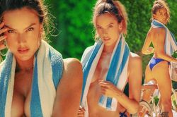 Alessandra Ambrosio dùng khăn tắm che ngực trần quyến rũ mê mẩn