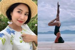 Ốc Thanh Vân tập tư thế yoga khó để giữ dáng đẹp sau 3 lần sinh nở