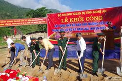 Bộ CHQS tỉnh Nghệ An khởi công xây dựng nhà ăn bán trú cho học sinh khu vực biên giới